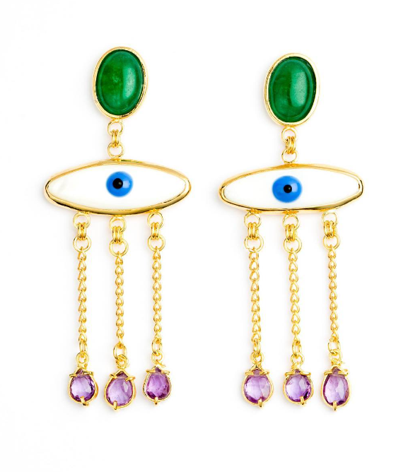 Turkish Eye Earrings with Amethyst