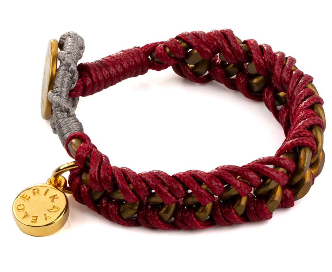 Intertwined in Burgundy – Waxed Cotton Bracelet